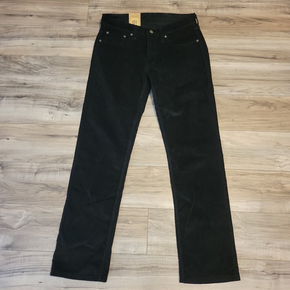 Levis 514 Coudroy Chino Pants Mens 32x32 Black Straight Leg Trousers NEW